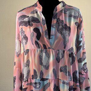 PINK LEOPARD TUNIC LARGE EUC